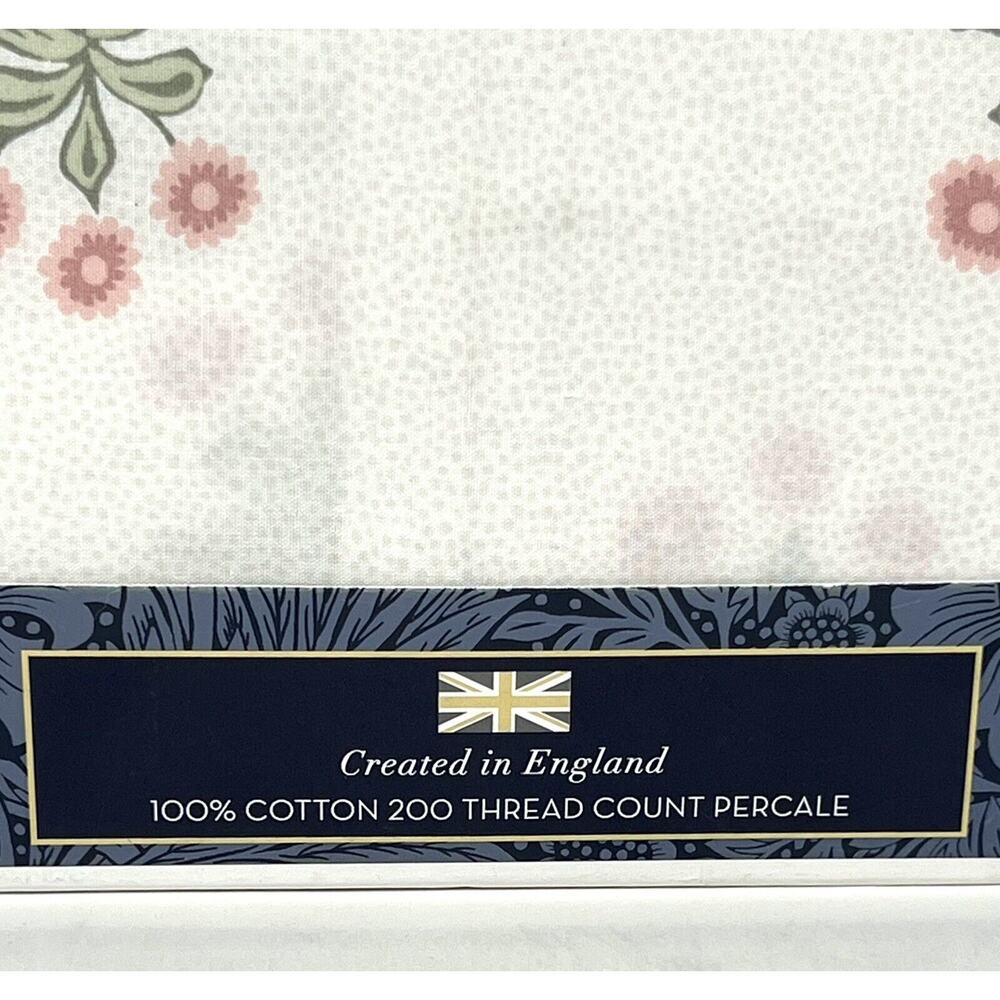 William Morris Woodland Coral King Pillowcases 2 Cotton Percale NIP Pair NWT - Picture 7 of 13